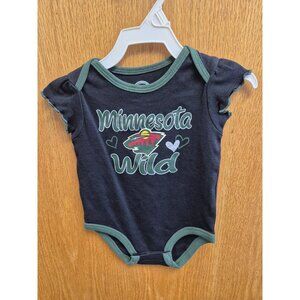 Minnesota Wild Baby Onesie 6/9M NHL Licensed Black & Green Cotton
